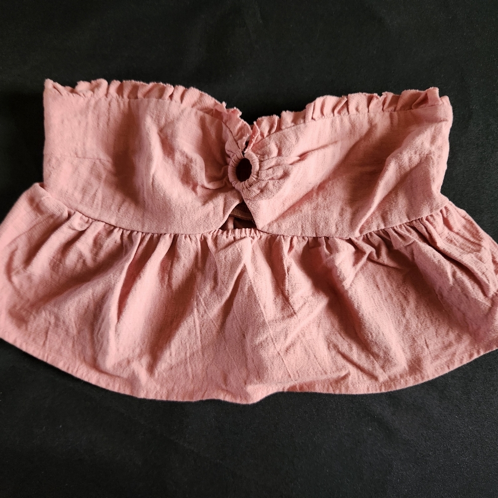 Me To We Pink Ruffled Tube Top
